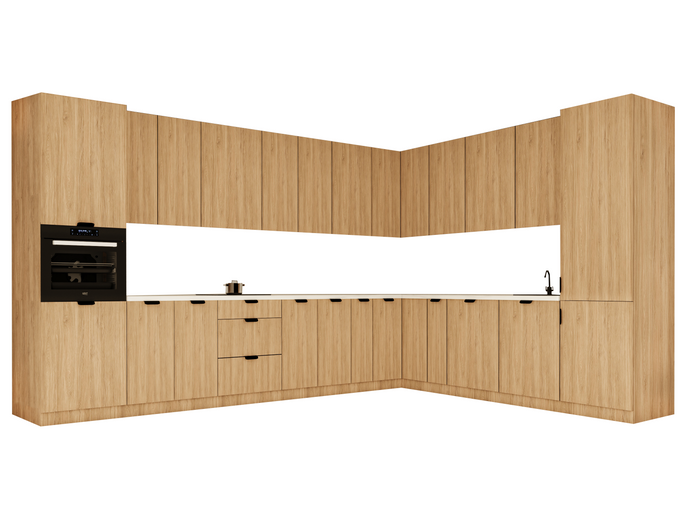 Winkelküche 385 x 285 cm Ohne Arbeitsplatte Eckküche Einbauküche , Sorento KS11-M385 , Sonoma Eiche