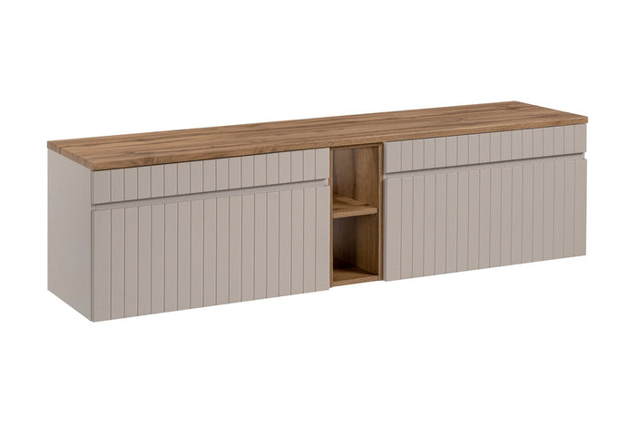 Badmöbel-Set BM130 - Iconic Cashmere I - Kaschmir Matt / Coast Evoke Eiche