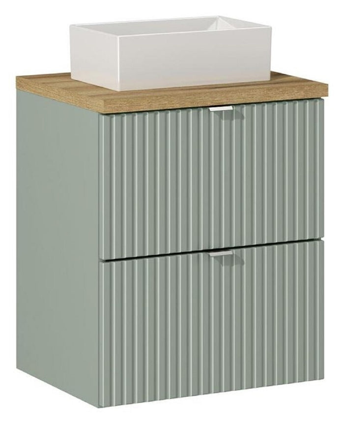 Badmöbel-Set BM83 - Line Reed Green L - Schilfgrün / Coast Evoke Eiche