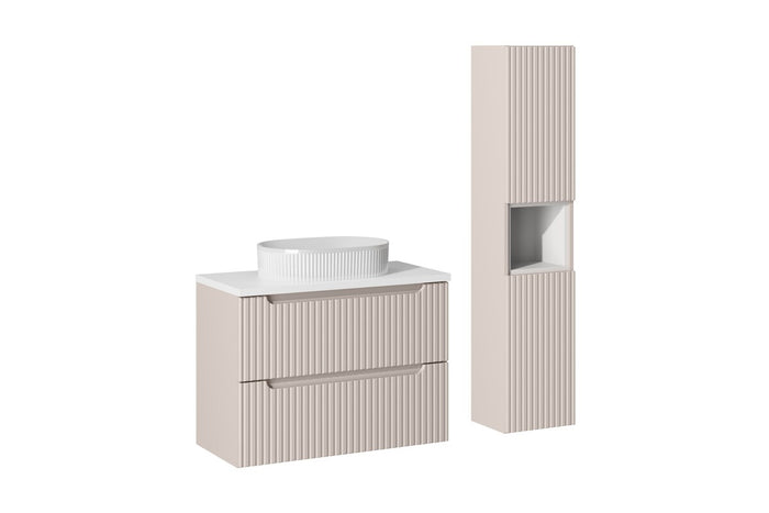 Badmöbel-Set BM150 - Nova Cashmere N - Kaschmir Matt / Coast Evoke Eiche