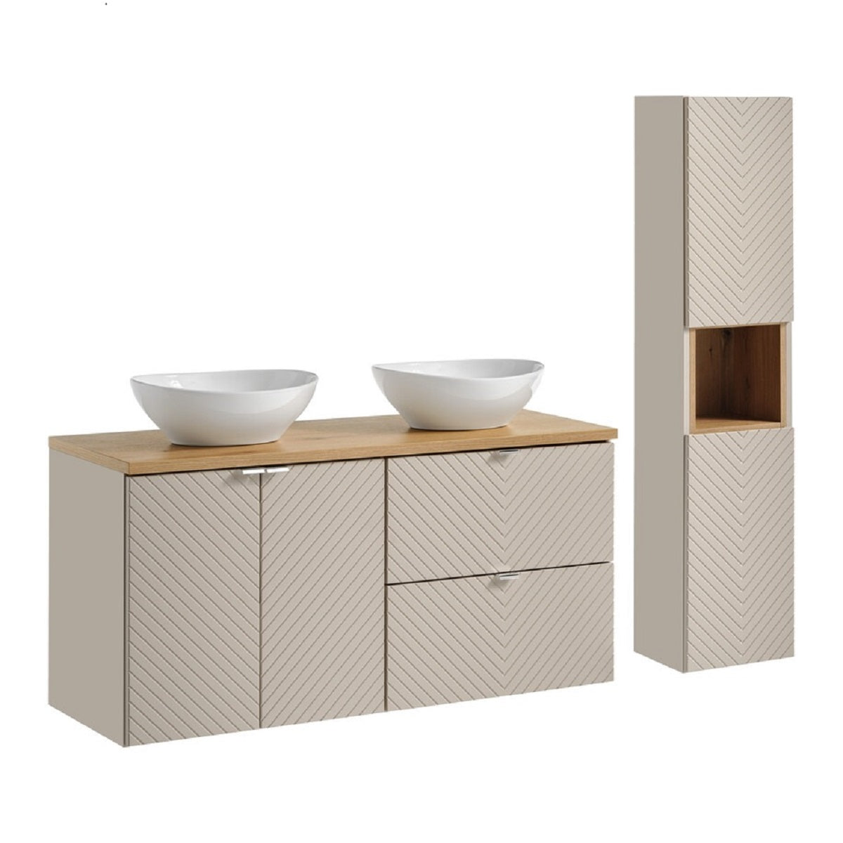 Badmöbel-Set BM160 - Viva Cashmere V - Evoke Oak/KaschmirMatt