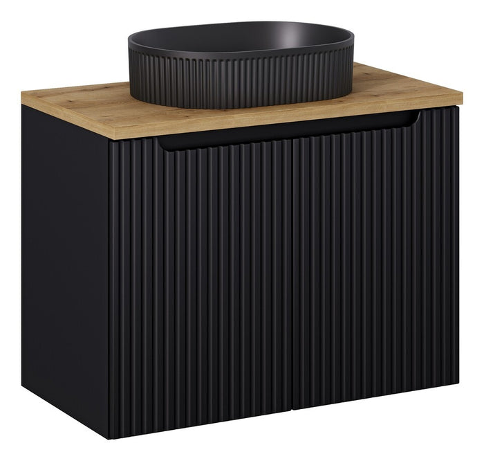 Badmöbel-Set BM125 - Nova Black N - Schwarz/Coast Evoke Eiche
