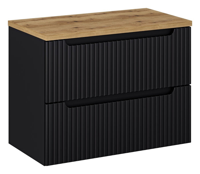 Waschbeckenunterschrank BM121 - Nova Black N - Schwarz Matt / Coast Evoke Eiche
