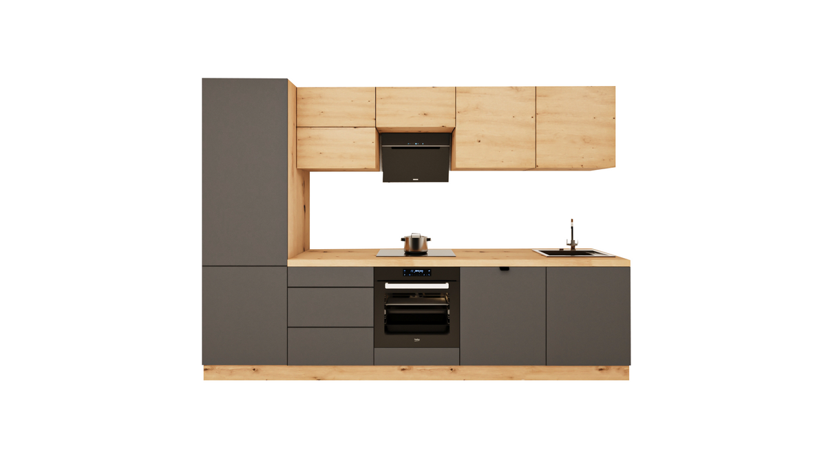 Küchenzeile - Langen KL29-M300 - Grau / Artisan Eiche