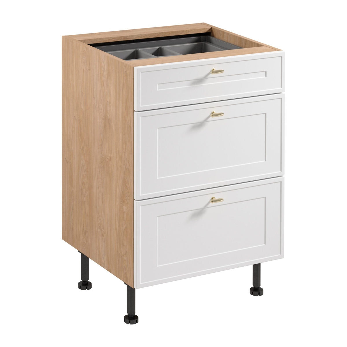 Unterschrank D60S3 AX - Sorento - Weiß / Sonoma Eiche