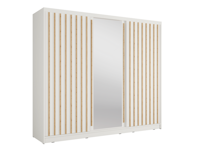 Kleiderschrank ALUNA 13 – mit Spiegel, Regalen & Kleiderstange (248×215×62 cm)