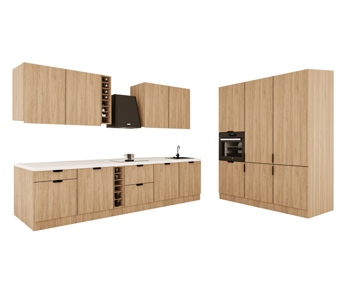Küchenzeile 315x180 cm Einbauküche Ohne Arbeitsplatte Küchenschränke Küchenblock , Sorento KS14-M315 , Sonoma Eiche