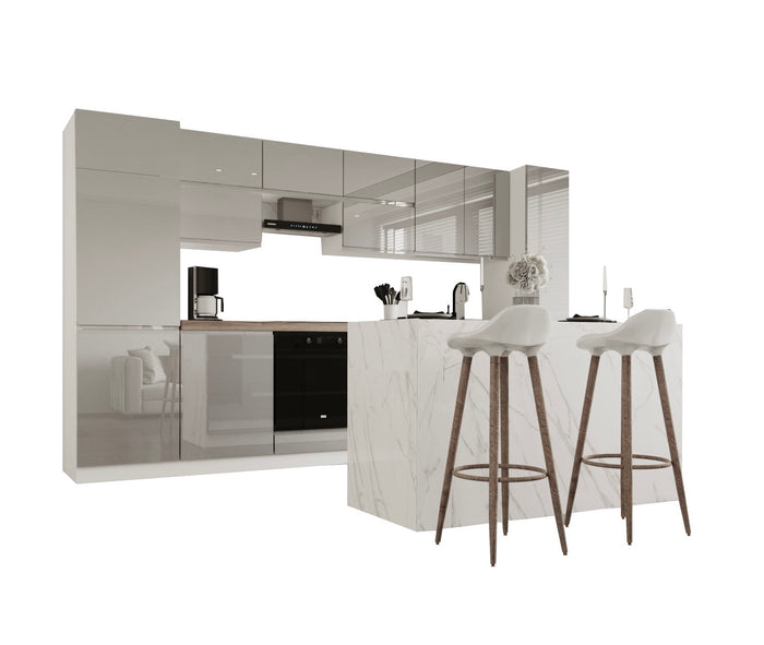 Kücheninsel 360 cm - Aspen KA22-M360 - Grau/Hochglanz