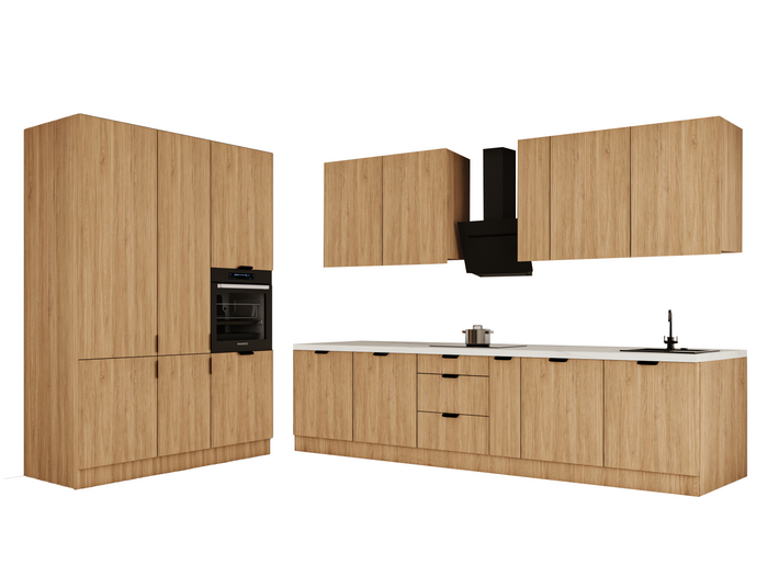 Küchenzeile 320x160 cm Küchenschränke Einbauküche Küchenblock Ohne Arbeitsplatte , Sorento KS13-M320 , Sonoma Eiche