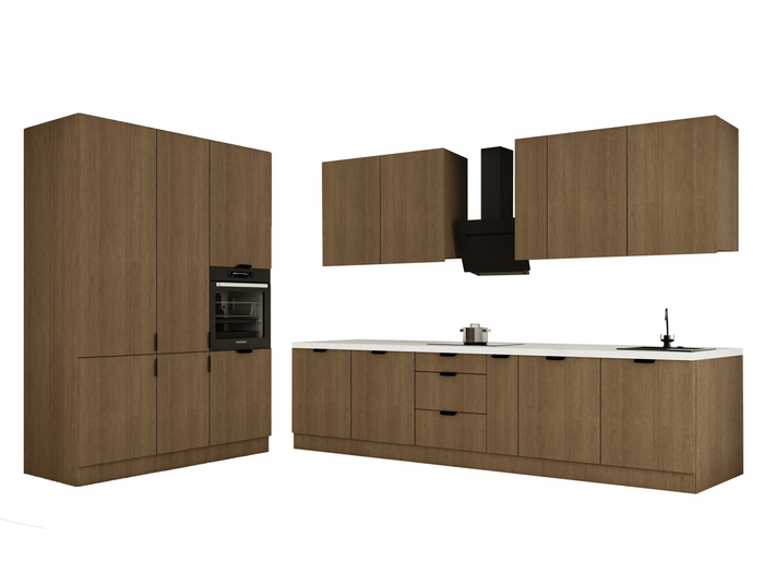 Küchenzeile 320x160 cm Küchenschränke Einbauküche Küchenblock Ohne Arbeitsplatte , Sorento KS13-M320 ,Dunkle Eiche