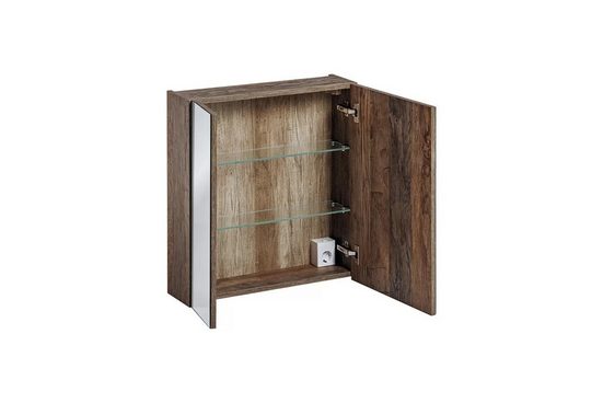 Badezimmerspiegelschrank - Santa Fe Oak - Ansprechendes Design mit praktischem Stauraum. - Milaros Markt