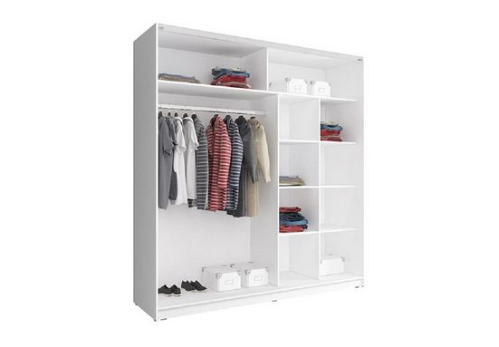 Kleiderschrank 200 cm, 150 cm - MALAGA - Perfekte Ordnung in elegantem Stil. - Milaros Markt