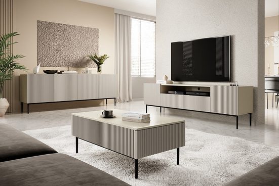 Kommode 200 cm - NICOLE - Modernes Design mit Gold Beinen. - Milaros Markt