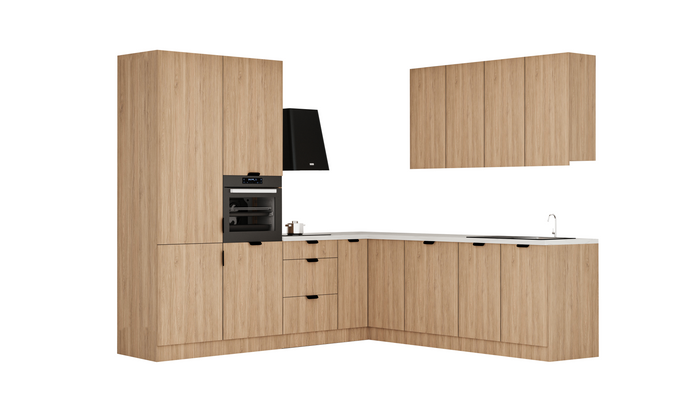 Winkelküche 265 x 225 cm Eckküche Ohne Arbeitsplatte Einbauküche L küche , Sorento KS15-M265 , Sonoma Eiche