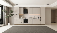 Küchenzeile 400 cm Küchenblock Einbauküche Ohne Arbeitsplatte , Sorento KS9-M400 , Beige/Dunkle Eiche