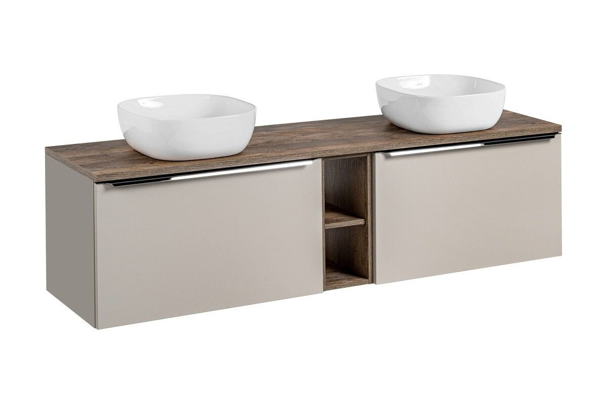 Badmöbel-Set BM212 -  Santa Fe Taupe S -  Clay Grey/Santa Fe Vintage Oak