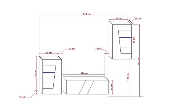 Wohnzimmermöbel Weiß 250 cm S46 - Modernes Design für ein stimmungsvolles Ambiente. - Milaros Markt