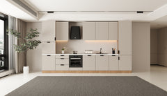 Küchenzeile 400 cm Küchenblock Einbauküche Ohne Arbeitsplatte , Sorento KS9-M400 , Beige/Sonoma Eiche