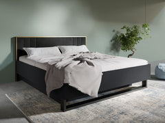 Schlafzimmer-Set MERONA– 5-teilig mit Kleiderschrank, Bett in 2 Liegeflächen (160×200 oder 180×200 cm), wahlweise mit oder ohne Bettkasten, Kommode und 2 Nachttischen – Schwarz Graphit
