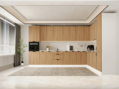 Winkelküche 385 x 285 cm Ohne Arbeitsplatte Eckküche Einbauküche , Sorento KS11-M385 , Sonoma Eiche/Weiß
