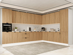 Winkelküche 385 x 285 cm Ohne Arbeitsplatte Eckküche Einbauküche , Sorento KS11-M385 , Sonoma Eiche/Weiß