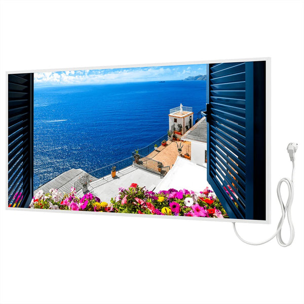 Bringer® Bild Infrarotheizung mit Rahmen 1000 Watt - Sorrento, Italien.
