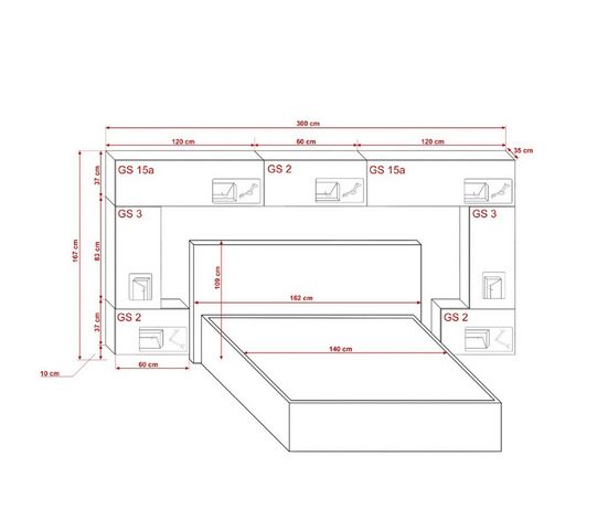 Schlafzimmer-Set - Bett mit Panama Schränken Panama 6. - Milaros Markt
