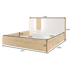 Schlafzimmer-Set WELORA – 6-teilig mit Bett 160×200 oder 180×200 cm, wahlweise mit oder ohne Bettkasten, Lattenrost – Wotan Eiche / Alpinweiß