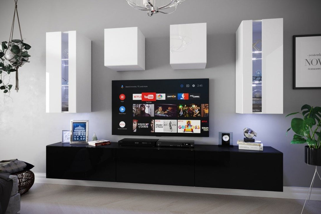 Wohnwand - SMILE N291 - Ein elegantes Arrangement für alle Ihre Unterhaltungsbedürfniss. - Milaros Markt
