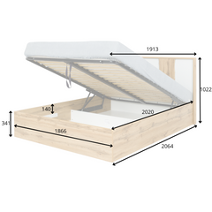Schlafzimmer-Set WELORA – 6-teilig mit Bett 160×200 oder 180×200 cm, wahlweise mit oder ohne Bettkasten, Lattenrost – Wotan Eiche / Alpinweiß