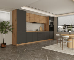Küchenzeile - Langen KL12-M420 - Grau / Artisan Eiche