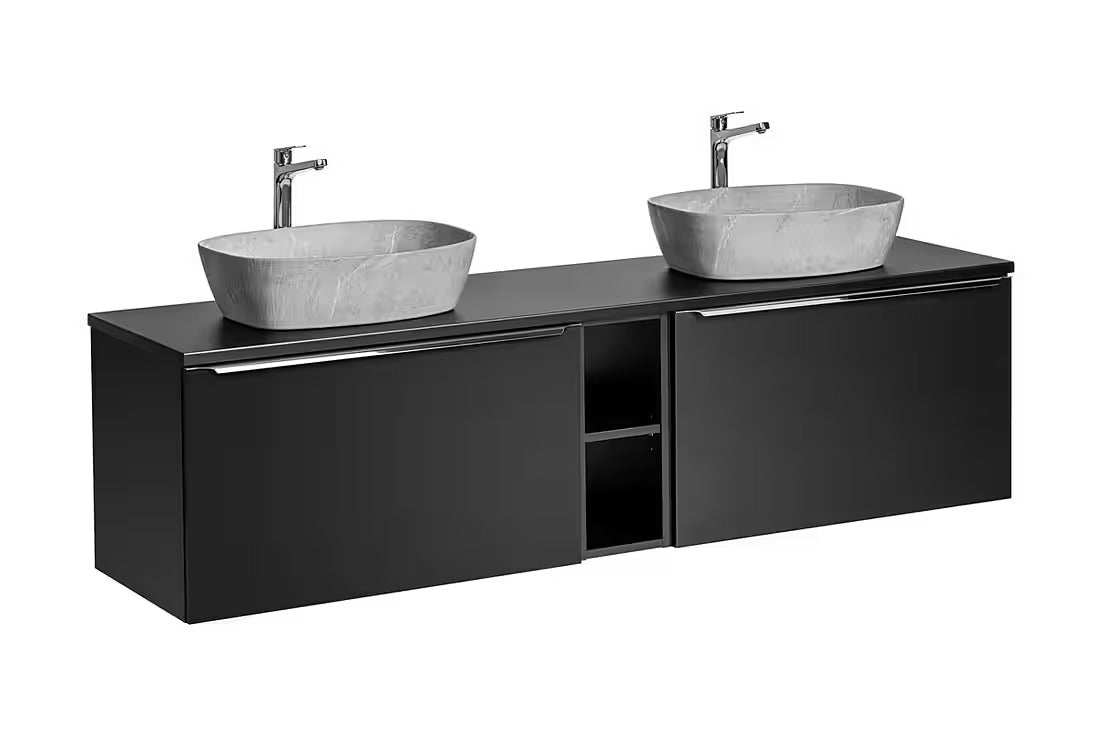Badmöbel-Set BM182 - Santa Fe Black S - Schwarz / Matt