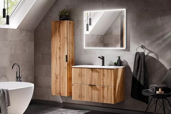 Waschbeckenunterschrank - Adel Oak - Eleganter Waschbeckenschrank mit modernem Design. - Milaros Markt