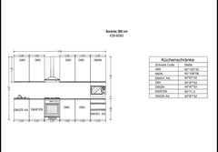 Küchenzeile 360 cm Küchenblock Einbauküche Ohne Arbeitsplatte , Sorento KS8-M360 , Sonoma Eiche