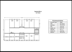 Küchenzeile 420 cm Küchenblock Einbauküche Ohne Arbeitsplatte , Sorento KS7-M420 , Sonoma Eiche