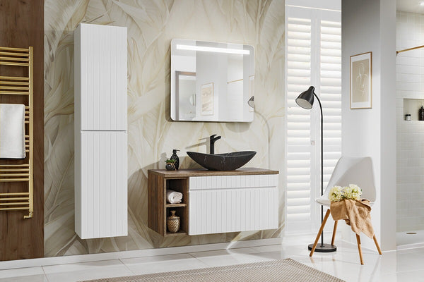 Badmöbel-Set BM62 - Iconic White I - Weiß / Santa Fe Vintage Oak