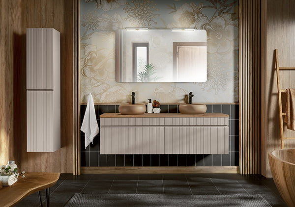Badmöbel-Set BM72 - Iconic Cashmere I - Kaschmir Matt / Coast Evoke Oak