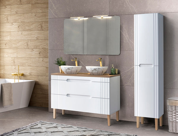 Badmöbel-Set BM19 - Fiji White F - Weiß / Coast Evoke Oak