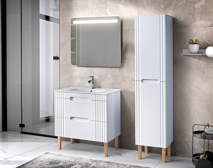 Badmöbel-Set BM25 - Fiji White F - Weiß/Coast Evoke Oak