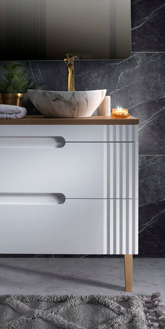Badmöbel-Set BM26 - Fiji White F - Weiß/Coast Evoke Oak