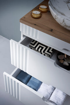 Badmöbel-Set BM22 - Fiji White F - Weiß/Coast Evoke Oak