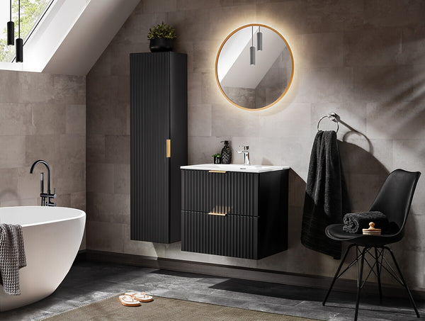 Badmöbel-Set BM55 - Adel Black A - Schwarz / Matt