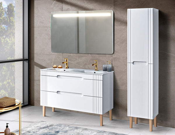 Badmöbel-Set BM22 - Fiji White F - Weiß/Coast Evoke Oak