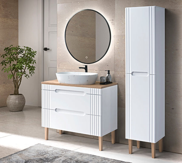 Badmöbel-Set BM23 - Fiji White F - Weiß/Coast Evoke Oak