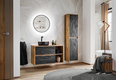 Badmöbel-Set BM21 - Hampton H - Huton Eiche/Dunkler Beton