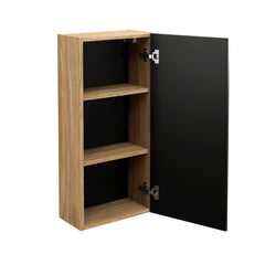 Badmöbel-Set BM113 - Luxor Black L - Schwarz/Geölte Eiche