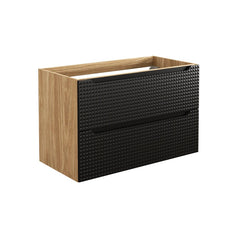 Badmöbel-Set BM109 - Luxor Black L - Schwarz/Geölte Eiche