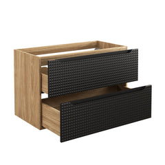Badmöbel-Set BM109 - Luxor Black L - Schwarz/Geölte Eiche