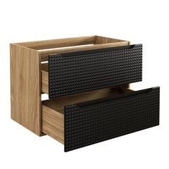 Badmöbel-Set BM113 - Luxor Black L - Schwarz/Geölte Eiche
