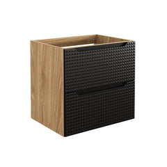 Badmöbel-Set BM108 - Luxor Black L - Schwarz/Geölte Eiche